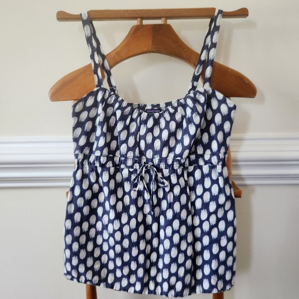 Patagonia Womans Blue and White Pattern Organic Hemp Tank Top Size 4